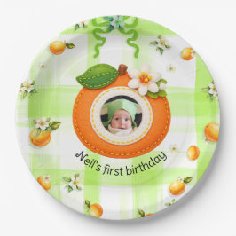 Prato De Papel Clementine cutie bebê menino primeiro aniversário
