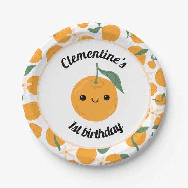 Prato De Papel Clementine Tangerine Cutie Orange Personalizado (Frente)