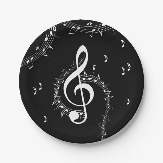 Prato De Papel Climacic G Clef Music Black (Frente)
