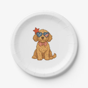 Prato De Papel Clipart Patriótica de Goldendoodle