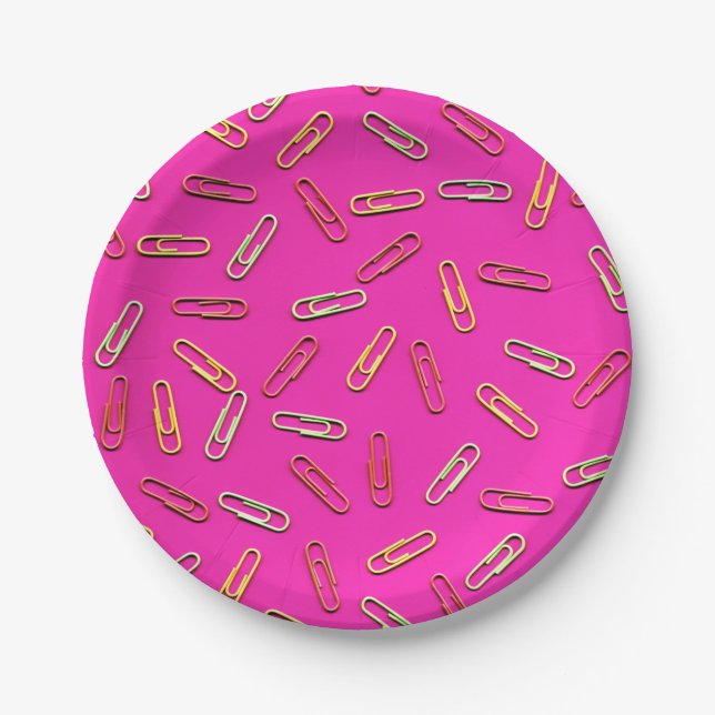 Prato De Papel Clipe de Papel FOFO em Rosa (Frente)