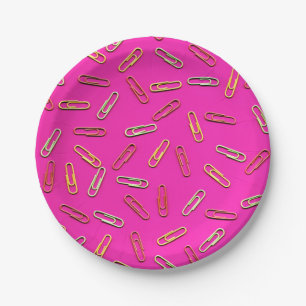 Prato De Papel Clipes de papel em cor-de-rosa