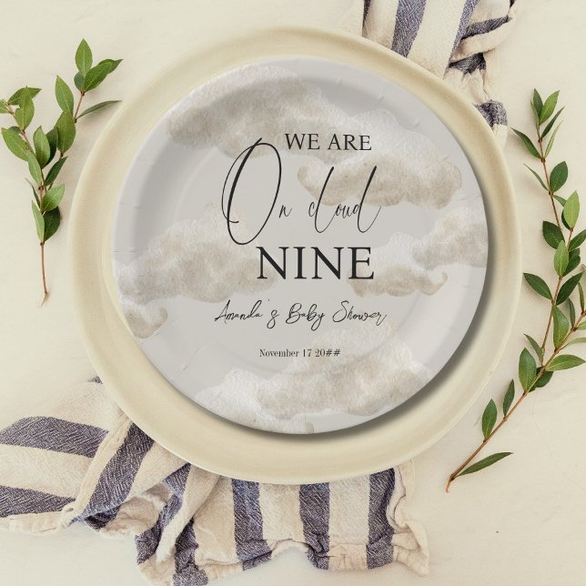 Prato De Papel Cloud Nine Beige Gender Neutrace Sky Chá de fralda (Criador carregado)