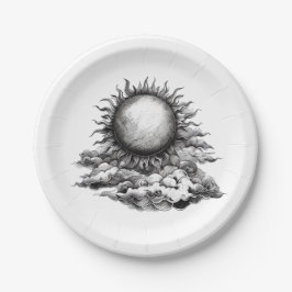 Prato De Papel Cloudy Sun