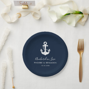 Prato De Papel Clube de Iate Costeiro Casamento Nome Personalizad