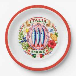 Prato De Papel Clube Social de Sardinha Festa de Verão Italiana