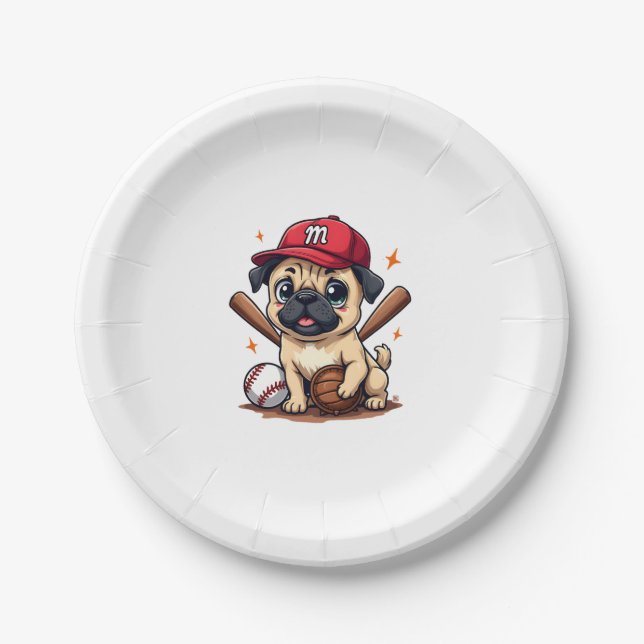 Prato De Papel Coach Pug Dog Lover Pug Mãe (Frente)