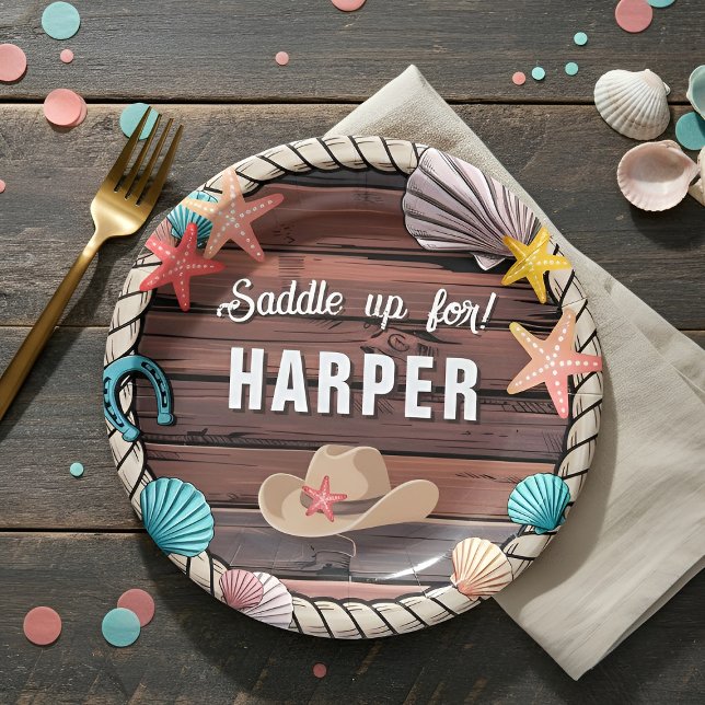 Prato De Papel Coastal Cowgirl Western Birthday Personalized (Criador carregado)