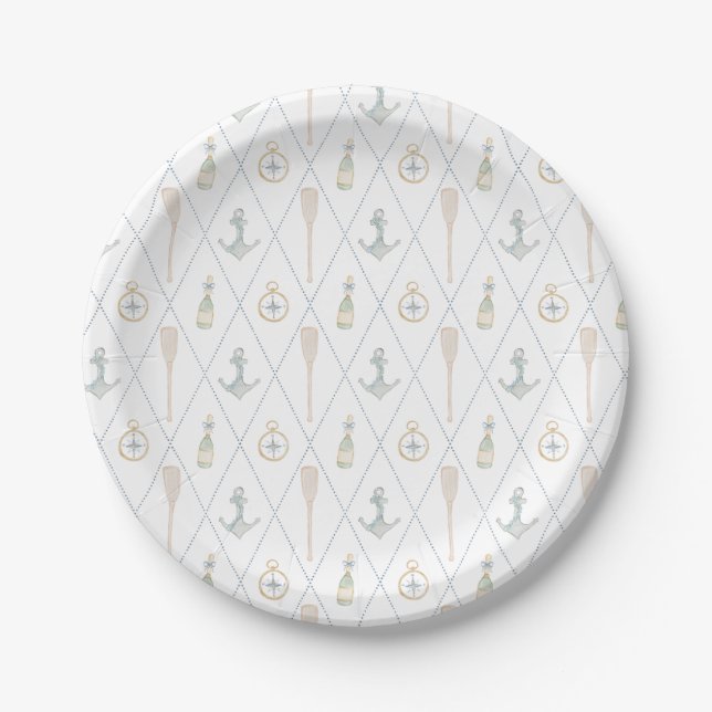 Prato De Papel Coastal Sailboat Paper Plates (Frente)