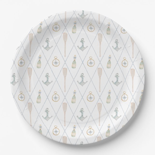 Prato De Papel Coastal Sailboat Paper Plates (Frente)