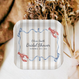 Prato De Papel Coastal Theme She's a Catch Lobster Bridal Shower