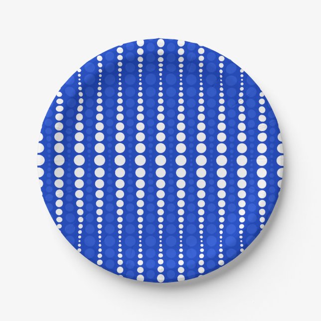 Prato De Papel Cobalt Blue and White Polka Dots Paper Plate (Frente)