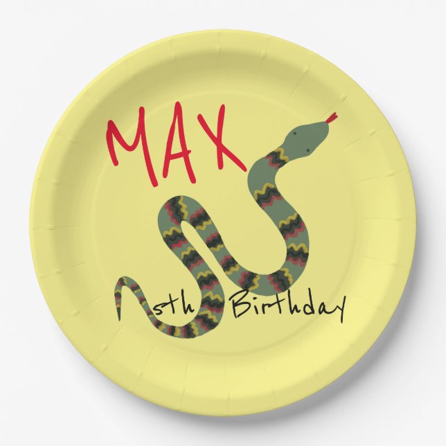 Prato De Papel Cobra para Explorar o Aniversário da Selva Safari (Frente)