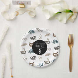 Prato De Papel Cobras Coloridas Festa de aniversário de répteis