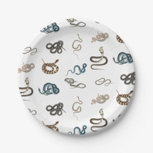 Prato De Papel Cobras Coloridos Padrão Animal Réptil