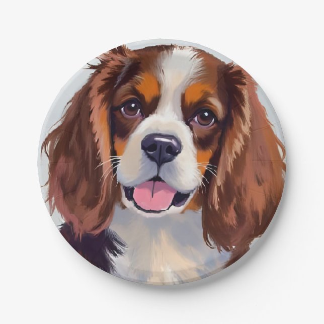 Prato De Papel Cocker Spaniel | Pintura de Cachorro Pet (Frente)