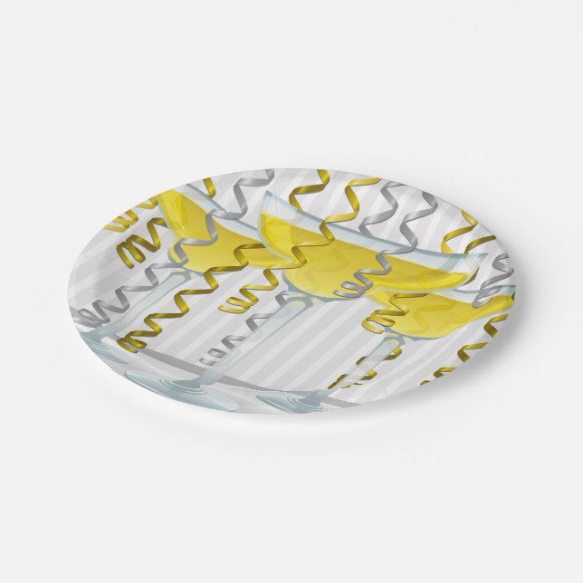 Prato De Papel cocktail amarelo e fita (Inclinado)