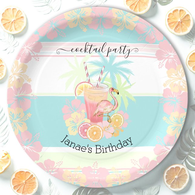 Prato De Papel Cocktail Citrus Summer Piscina Party Beach Tropica (Cocktail Citrus Summer Pool Party Beach Tropical Paper Plates)