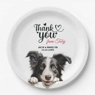 Prato De Papel Cocktail de casamento com cão Border Collie