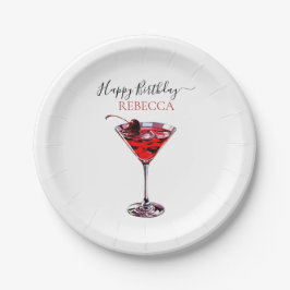 Prato De Papel Cocktail Party Cherry Martini Happy Birthday