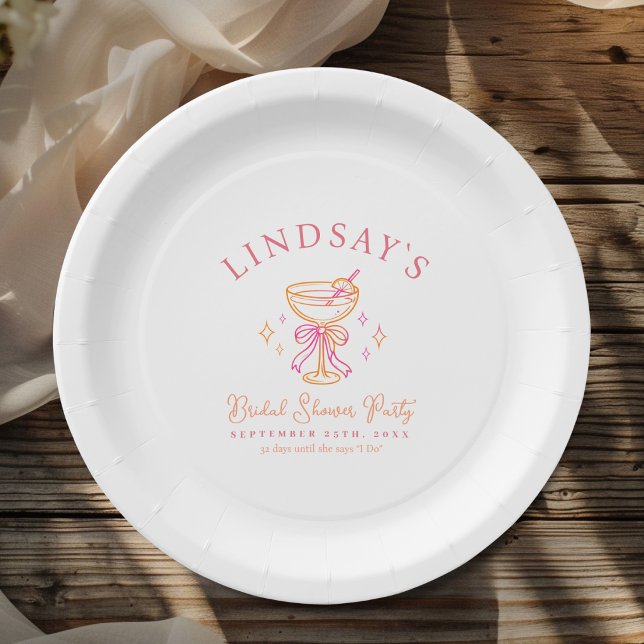 Prato De Papel Coctail Bridal Shower (Coctail Bridal Shower Paper Plates)