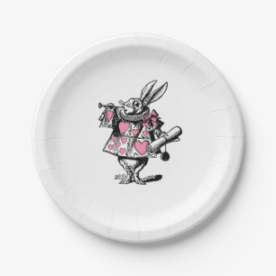 Prato De Papel Coelhinho Branco Trompetista Alice no País das Mar