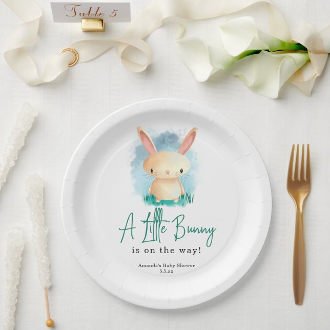 Prato De Papel Coelhinho - chá de bebê  (Casamento)