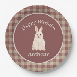 Prato De Papel Coelhinho Coelho Cachorro Nome Aniversário