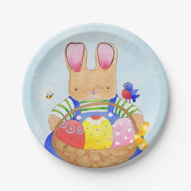 Prato De Papel Coelhinho com Páscoa de papel (Frente)