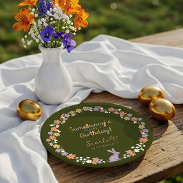 Prato De Papel Coelhinho da Páscoa Floral de Alguém Está Tendo An