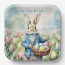 Coelhinho da Páscoa num campo de Tulips