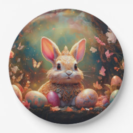 Prato De Papel Coelhinho felz pascoa com ovos de Páscoa