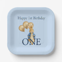 Coelhinhos Balões Dourados Primeiro Aniversário