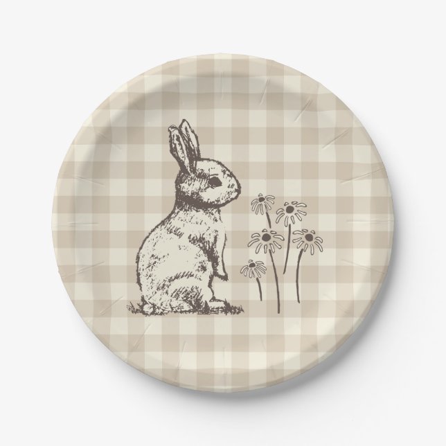 Prato De Papel Coelhinhos fofinhos Bonanza - festa de Páscoa. (Frente)