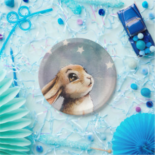 Prato De Papel Coelho adorável por aquarelas