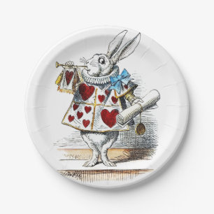 Prato De Papel Coelho Branco Alice no País das Maravilhas Coelho