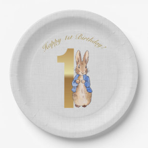 Prato De Papel Coelho Bunny clássico Primeiro Aniversário