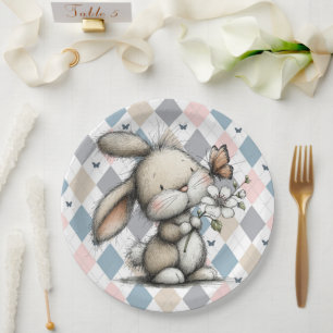 Prato De Papel Coelho Caprichoso de Primavera