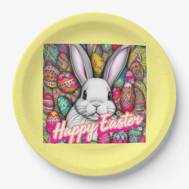 Prato De Papel Coelho da Páscoa (Frente)