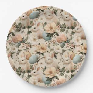 Prato De Papel Coelho de Páscoa Floral Vintage (1)