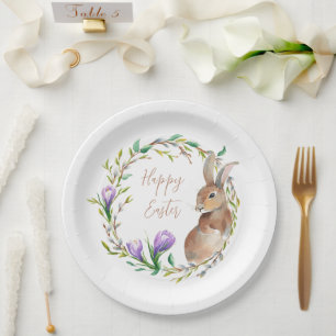 Prato De Papel Coelho Vintage Floral Flower Wreath Coelho da Pásc
