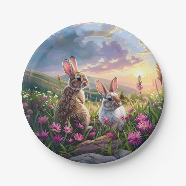 Prato De Papel Coelhos Numa Noite Pacífica (Frente)