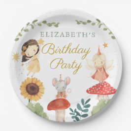 Prato De Papel Cogumelo de aniversário de fada encantada
