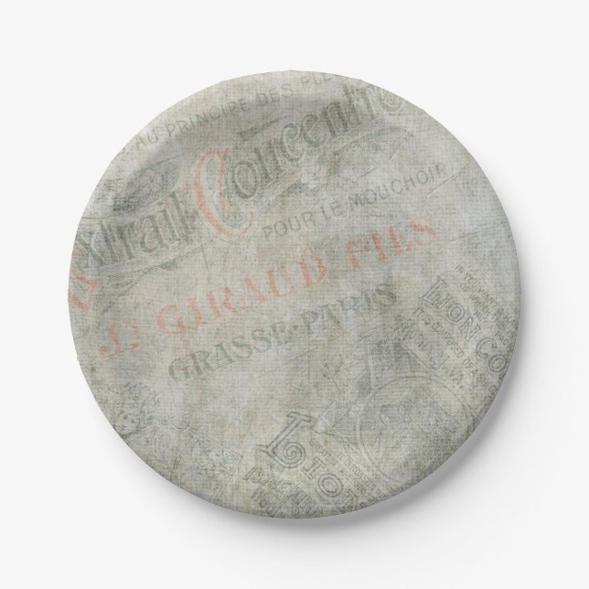 Prato De Papel Colagem de Anúncio Parisiense de Papel Vintage Des (Frente)