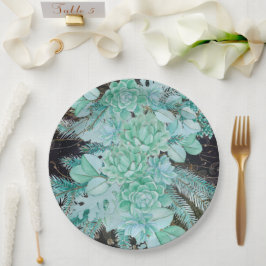 Prato De Papel Colagem de cinzas verdes do mar