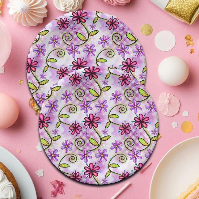 Prato De Papel Colagem Floral do Arco-Íris Holográfico (Criador carregado)