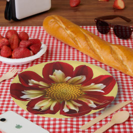 Prato De Papel Colarette Vermelho Dahlia em Floral Amarelo