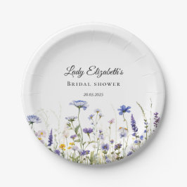Prato De Papel Coleção Bridal Blue Wildflower