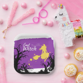 Prato De Papel Coleção de Carimbo de Halloween "Mau Witch"