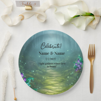 Prato De Papel Coleção de Casamento Elegância Bioluminescente